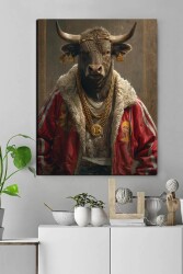 Kızgın Boğa Portresi Kətan Tablo - Markaev
