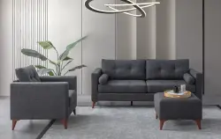 Kraft Pufikli Divan Dəsti 3+1 - Tünd Boz - Decore Mobilya (1)