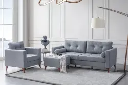 Kraft Pufikli Divan Dəsti 3+1 - Boz - Decore Mobilya (1)