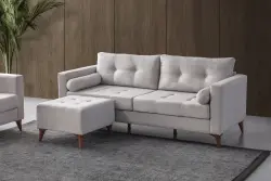Kraft Pufikli Divan Dəsti 3+1 - Krem - Decore Mobilya (1)