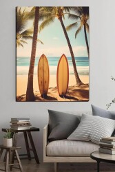 Kumsaldaki Sörf Tahtaları Kanvas Tablo - Markaev