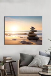 Kumsaldaki Üst Üste Taşlar Kanvas Tablo - Markaev