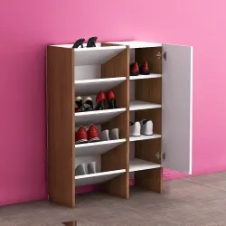 Labisa Ayaqqabı Dolabı - Ağ/Cəviz - Decoroom Collection (1)