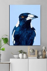 Lacivert Saksağan Kuşu Kətan Tablo - Markaev