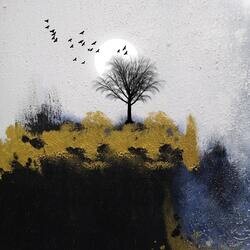 Landscape Paintings Tree Art Kətan Tablo - 2