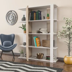 Lara Kitab Rəfi - Ağ/Meşə - Decoroom Collection (1)