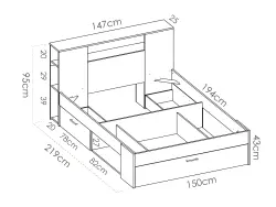 Leandre İki Nəfərlik Çarpayı - Antarist/Meşe - Modev (1)