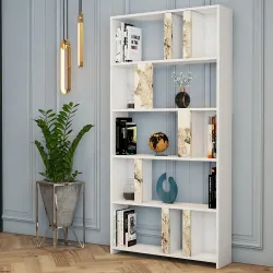 Lima Kitab Rəfi - Ağ/Ağ Mərmər - Monteme (1)