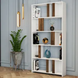 Lima Kitab Rəfi - Ağ/Cəviz - Monteme (1)