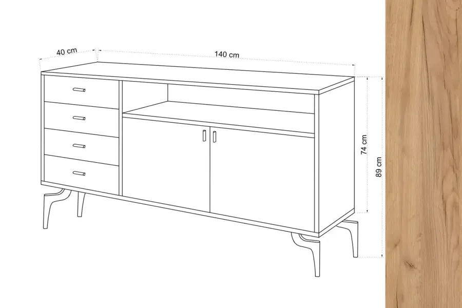 Liora Konsol, 2 Qapılı - Sarı/Meşə - 4