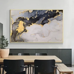Liquid Gold Abstract Marble Kətan Tablo TB1606 - 2