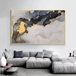 Liquid Gold Abstract Marble Kətan Tablo TB1606 - 4
