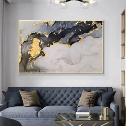 Liquid Gold Abstract Marble Kətan Tablo TB1606 - 5