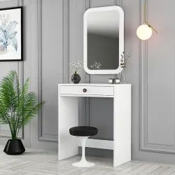 Lizbon Güzgülü Mini Makiyaj Masası - Ağ - 3
