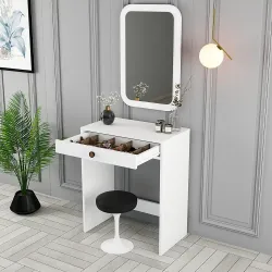 Lizbon Güzgülü Mini Makiyaj Masası - Ağ - 2