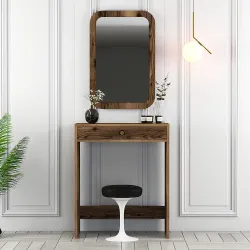 Lizbon Güzgülü Mini Makiyaj Masası - Cəviz 