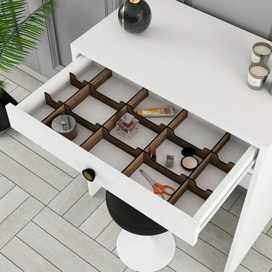 Lizbon Mini Makiyaj Masası - Ağ - 4