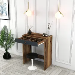 Lizbon Mini Makiyaj Masası - Cəviz/Antrasit - 2