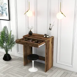 Lizbon Mini Makiyaj Masası - Cəviz - Modev (1)