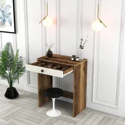 Lizbon Mini Makiyaj Masası - Cəviz/Krem - 2