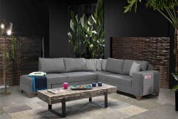 Loft Künc Divan Dəsti Keten - Gri - Eymense