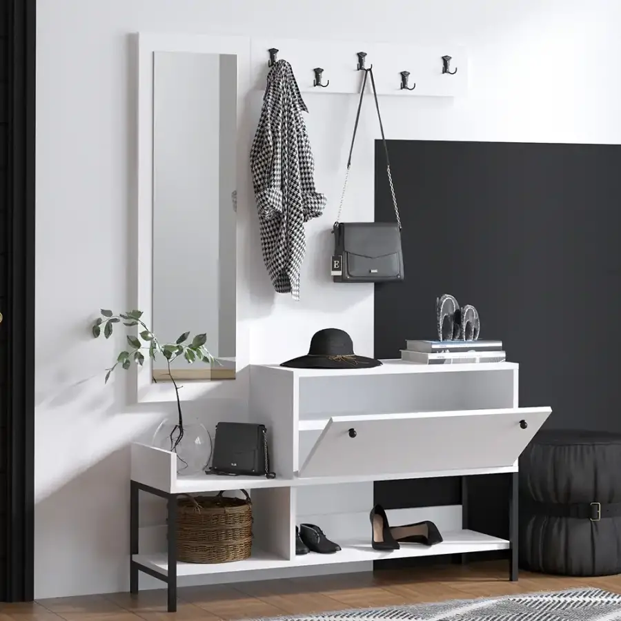 Lopp Asılqanlı Ayaqqabı Dolabı - Ağ - 2