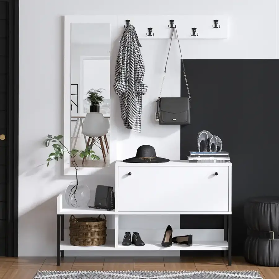 Lopp Asılqanlı Ayaqqabı Dolabı - Ağ - 1