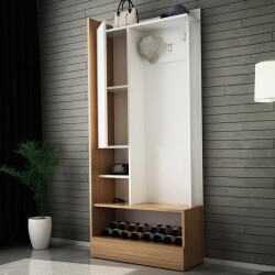 Lotto Dəhliz Dolabı - Cəviz/Ağ - Decoroom Collection