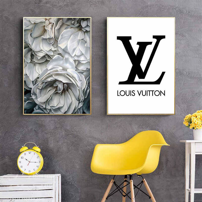Louis Vuitton and Flower 2'li Kətan Tablo Seti - 1
