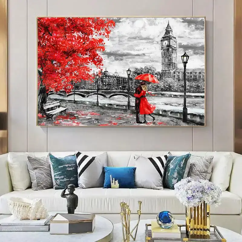 Lovely Couple in London Kətan Tablo TB1200 - 1