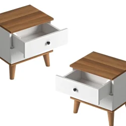 Luce Siyirtməli 2'li Tumba Dəsti - Ağ/Cəviz - Decoroom Collection (1)