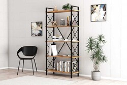 Luxe Metal Dekorativ Kitab Rəfi - Ceviz - Evdebiz (1)