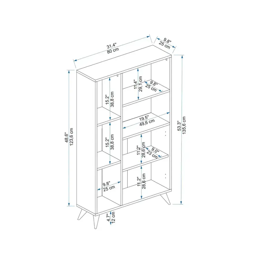 Malentha Kitab Rəfi - Meşə/Antrasit - 5