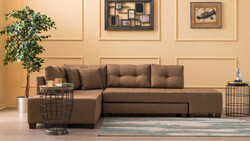 Manama Stil Yataqlı Açılan Künc Divan Kahve Sol - Evdebiz (1)