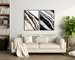 Marble Texture Art 2'li Set Kətan Tablo TB2041 - 1