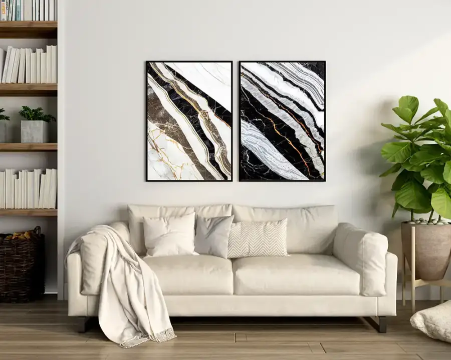 Marble Texture Art 2'li Set Kətan Tablo TB2041 - 1