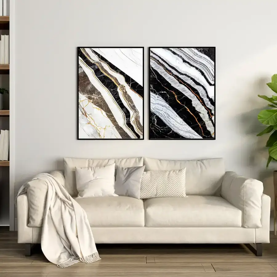 Marble Texture Art 2'li Set Kətan Tablo TB2041 - 2