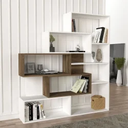 Marla Kitab Rəfi - Ağ/Cəviz - Decoroom Collection (1)