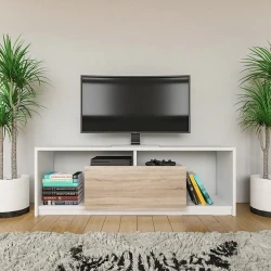 Marmaris Tv Stend 90cm - Ağ/Meşe 