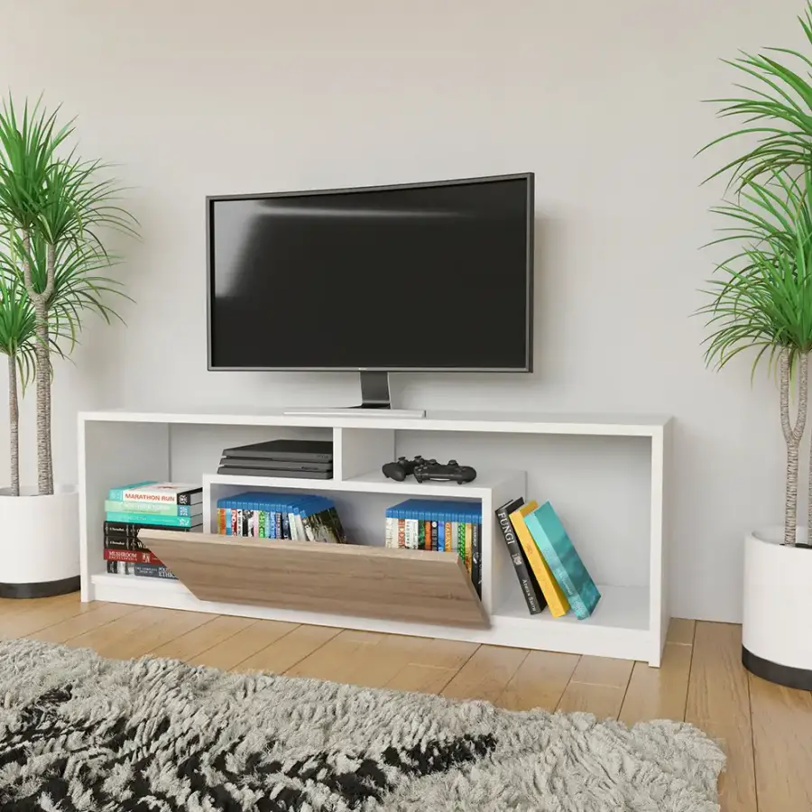 Marmaris Tv Stend 90cm - Ağ/Meşe - 2