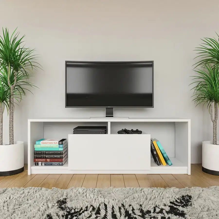 Marmaris Tv Stend 90cm - Ağ - 1