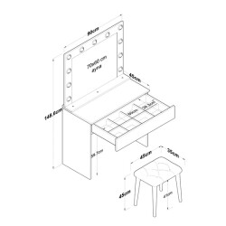 Massimo Pufikli Makiyaj Masası - Ağ - Ravilla (1)