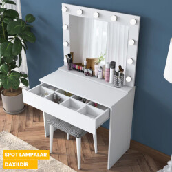 Massimo Pufikli Makiyaj Masası - Ağ - Ravilla