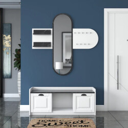 Matilda Güzgülü Dəhliz Dolabı - Qara/Ağ - 9