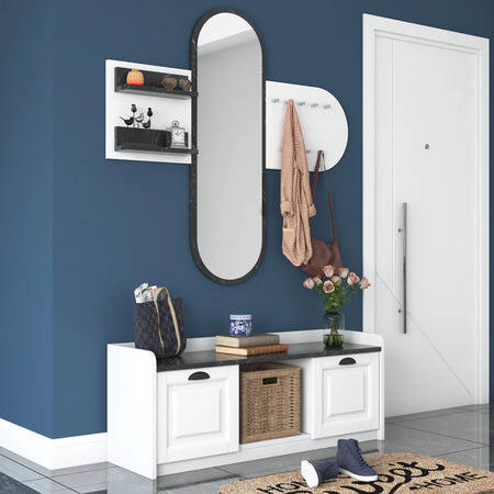 Matilda Güzgülü Dəhliz Dolabı - Qara/Ağ - 3