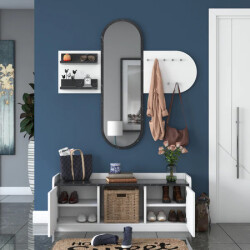 Matilda Güzgülü Dəhliz Dolabı - Qara/Ağ - 7