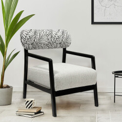 Matilda Qara Ahşap Berjer Kreslo - Krem - Zemhome
