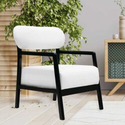 Matilda Qara Ahşap Ağ Berjer Kreslo - Zemhome