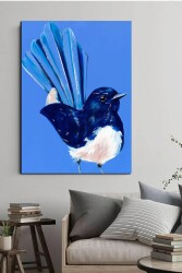 Mavi Saksağan Kuşu Kətan Tablo - Markaev
