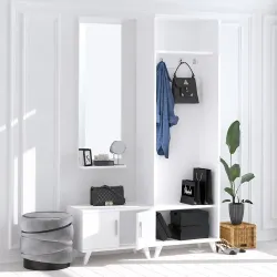 Mərcan Güzgülü Asılqanlı Dəhliz Dolabı - Ağ - Decoroom Collection (1)